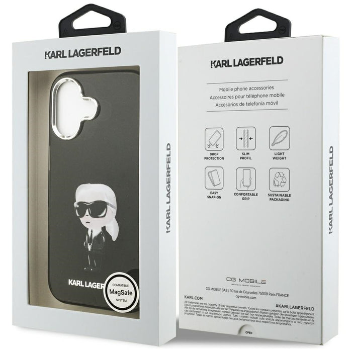 Кейс Karl Lagerfeld IML Aquarelle Karl & Logo MagSafe за iPhone 17 - черен