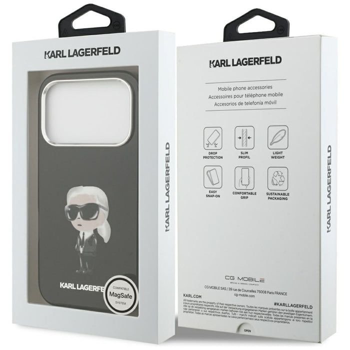 Кейс Karl Lagerfeld IML Aquarelle Karl & Logo MagSafe за iPhone 17 Pro - черен