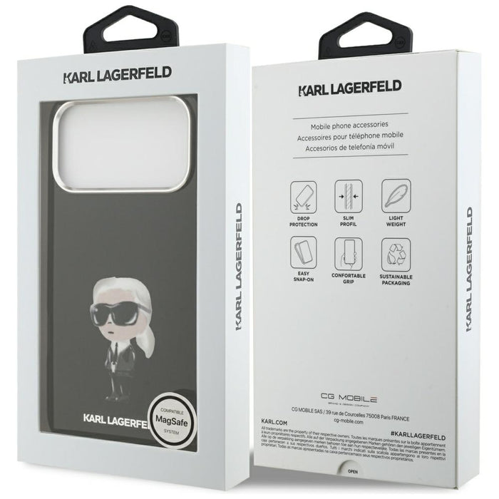 Кейс Karl Lagerfeld IML Aquarelle Karl & Logo MagSafe за iPhone 17 Pro Max - черен