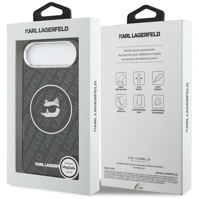 Кейс за iPhone Air с лого на Karl Lagerfeld IML Choupette - MagSafe - черен