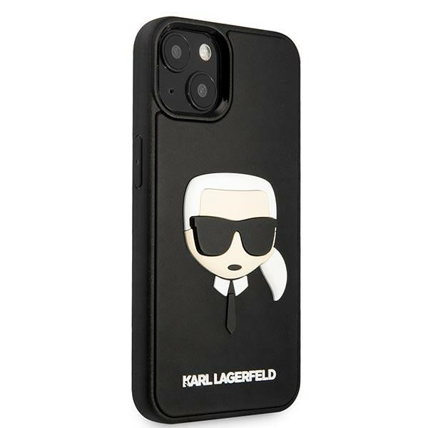 Кейс Karl Lagerfeld 3D с каучукова глава на Карл за iPhone 13 / 14 / 15 - черен