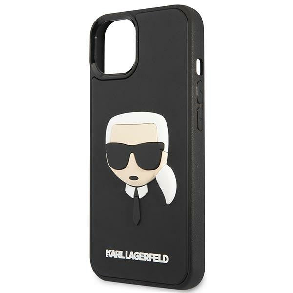 Кейс Karl Lagerfeld 3D с каучукова глава на Карл за iPhone 13 / 14 / 15 - черен