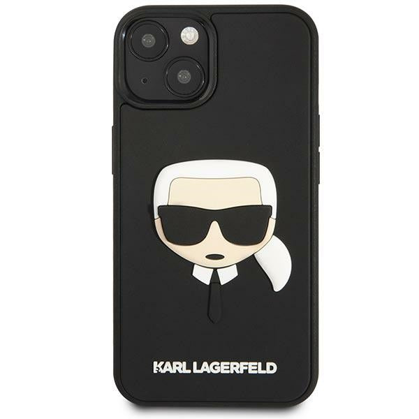 Кейс Karl Lagerfeld 3D с каучукова глава на Карл за iPhone 13 / 14 / 15 - черен