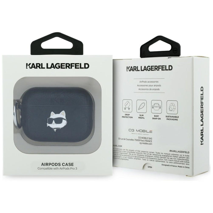 Калъф Karl Lagerfeld Monogram Choupette Head за AirPods Pro 3 - черен