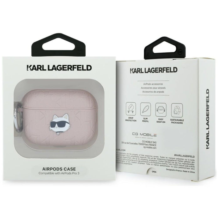 Калъф Karl Lagerfeld Monogram Choupette Head за AirPods Pro 3 - Розов