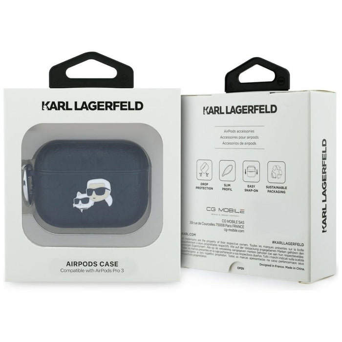 Калъф Karl Lagerfeld Monogram Karl & Choupette Head за AirPods Pro 3 - черен