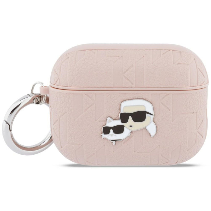 Калъф Karl Lagerfeld Monogram Karl & Choupette Head за AirPods Pro 3 - Розов