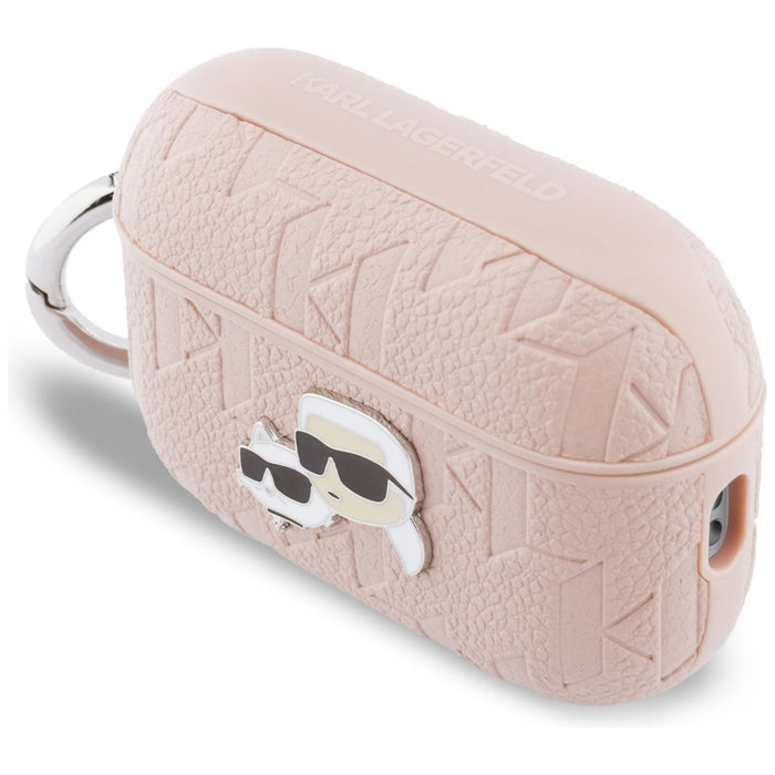 Калъф Karl Lagerfeld Monogram Karl & Choupette Head за AirPods Pro 3 - Розов