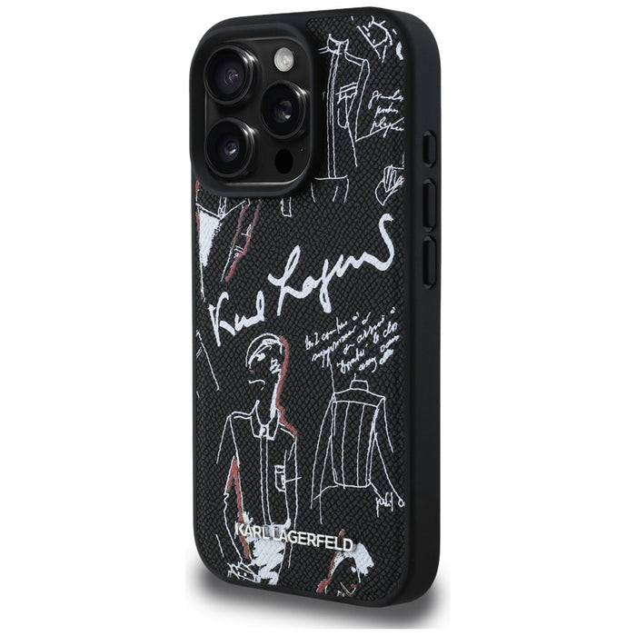 Кейс MagSafe с шарка и лого на Karl Lagerfeld за iPhone 16 Pro - черен