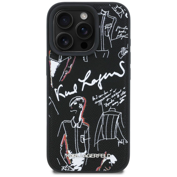 Кейс MagSafe с шарка и лого на Karl Lagerfeld за iPhone 16 Pro - черен