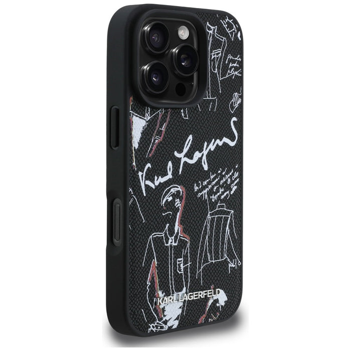 Кейс MagSafe с шарка и лого на Karl Lagerfeld за iPhone 16 Pro - черен