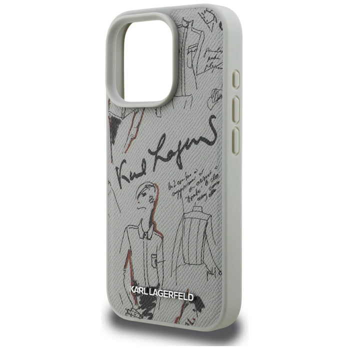 Кейс MagSafe с шарка и лого на Karl Lagerfeld за iPhone 16 Pro Max - сив