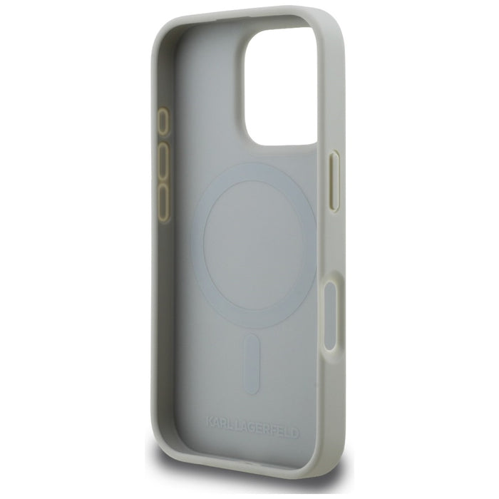 Кейс MagSafe с шарка и лого на Karl Lagerfeld за iPhone 16 Pro Max - сив