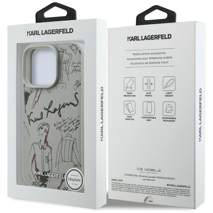 Кейс MagSafe с шарка и лого на Karl Lagerfeld за iPhone 16 Pro Max - сив