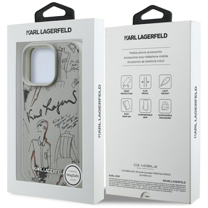 Кейс MagSafe с шарка и лого на Karl Lagerfeld за iPhone 16 Pro - сив