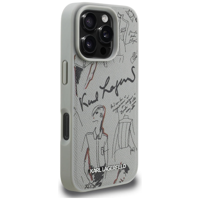 Кейс MagSafe с шарка и лого на Karl Lagerfeld за iPhone 16 Pro - сив