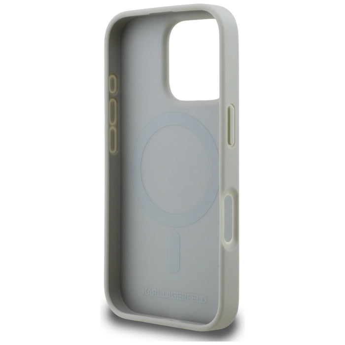 Кейс MagSafe с шарка и лого на Karl Lagerfeld за iPhone 16 Pro - сив