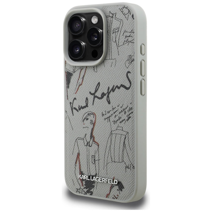 Кейс MagSafe с шарка и лого на Karl Lagerfeld за iPhone 16 Pro - сив