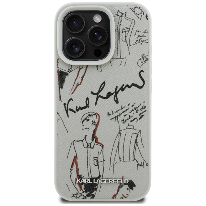 Кейс MagSafe с шарка и лого на Karl Lagerfeld за iPhone 16 Pro - сив