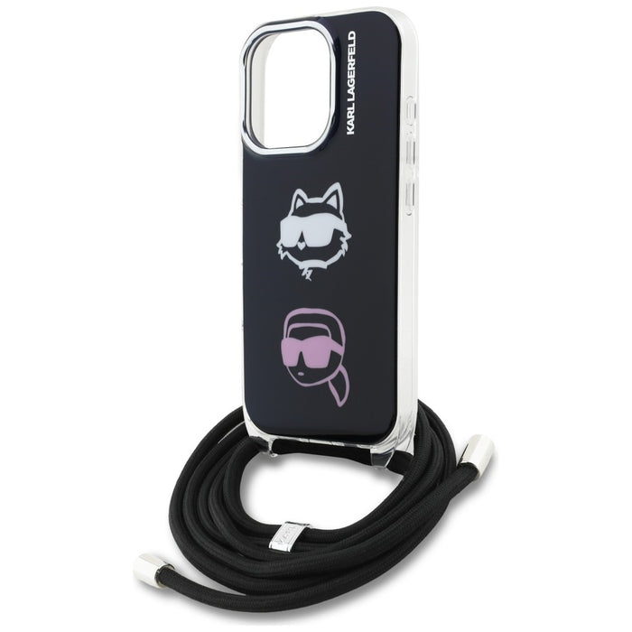 Кейс Karl Lagerfeld IML Crossbody Karl&Choupette Head за iPhone 16 Pro - черен