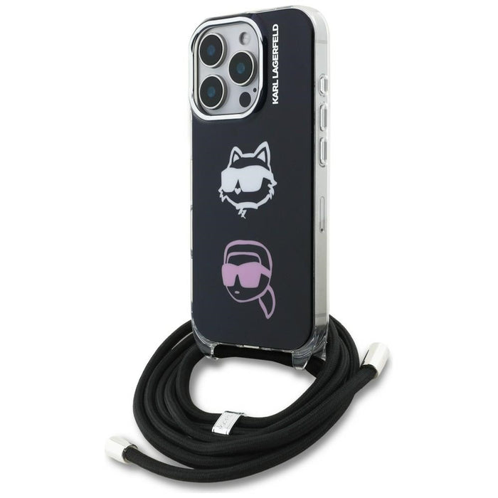 Кейс Karl Lagerfeld IML Crossbody Karl&Choupette Head за iPhone 16 Pro - черен