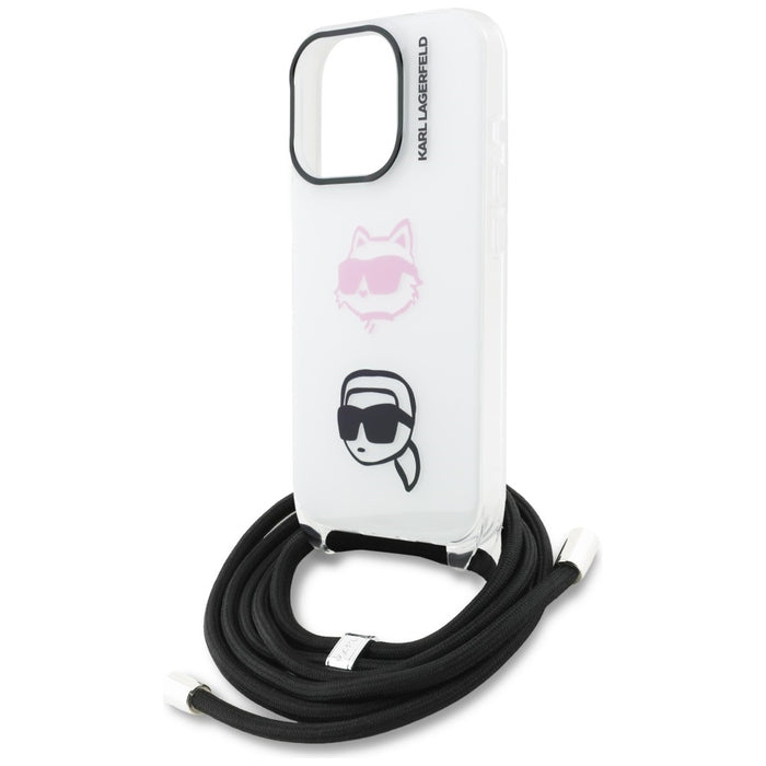 Кейс Karl Lagerfeld IML Crossbody Karl&Choupette Head за iPhone 16 Pro Max - бял