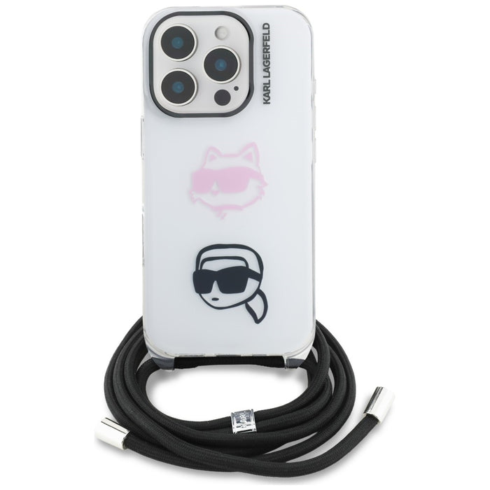 Кейс Karl Lagerfeld IML Crossbody Karl&Choupette Head за iPhone 16 Pro Max - бял