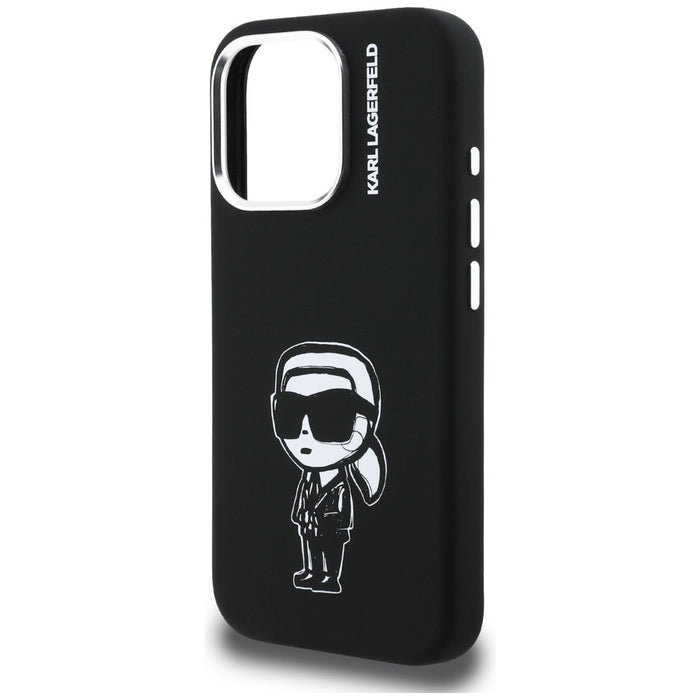 Силиконов калъф Karl Lagerfeld Karl Sketch MagSafe за iPhone 16 Pro - черен