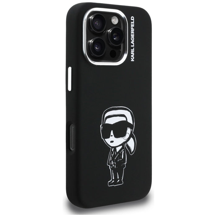 Силиконов калъф Karl Lagerfeld Karl Sketch MagSafe за iPhone 16 Pro Max - черен