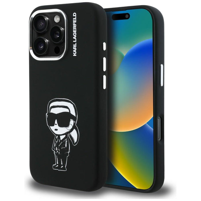 Силиконов калъф Karl Lagerfeld Karl Sketch MagSafe за iPhone 16 Pro Max - черен