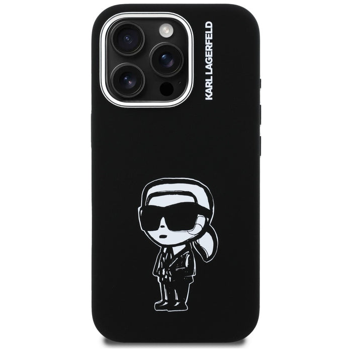 Силиконов калъф Karl Lagerfeld Karl Sketch MagSafe за iPhone 16 Pro Max - черен