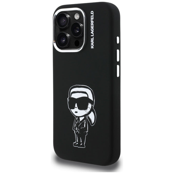 Силиконов калъф Karl Lagerfeld Karl Sketch MagSafe за iPhone 16 Pro Max - черен