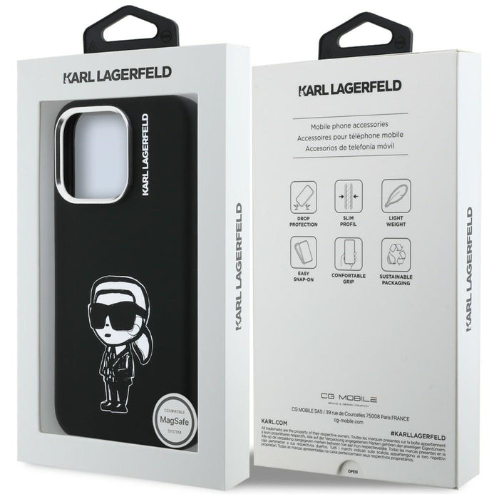 Силиконов калъф Karl Lagerfeld Karl Sketch MagSafe за iPhone 16 Pro Max - черен