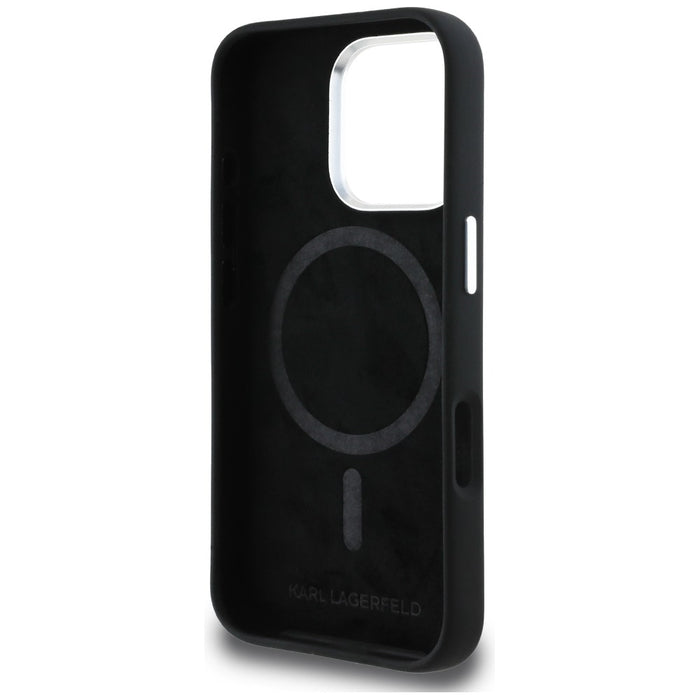 Силиконов калъф Karl Lagerfeld Karl Sketch MagSafe за iPhone 16 Pro Max - черен