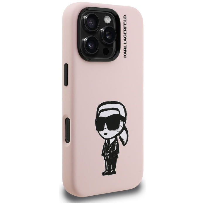 Силиконов калъф Karl Lagerfeld Karl Sketch MagSafe за iPhone 16 Pro Max - розов