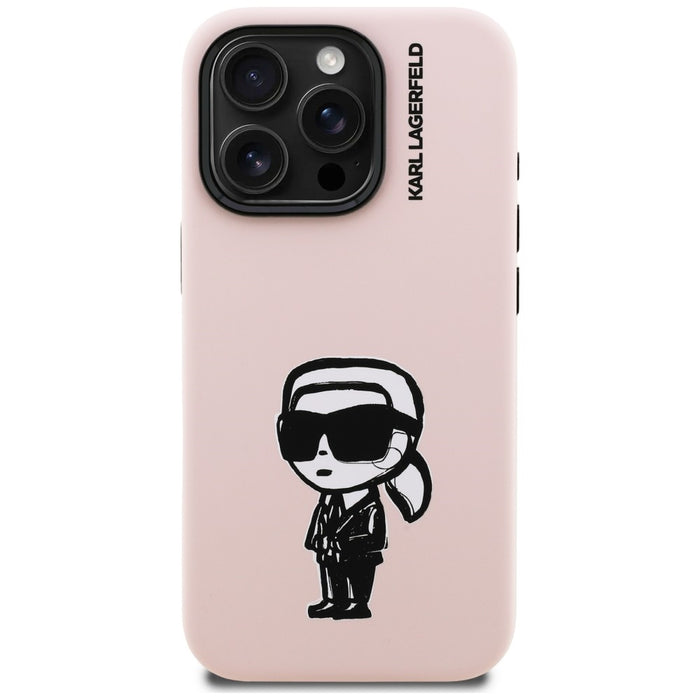 Силиконов калъф Karl Lagerfeld Karl Sketch MagSafe за iPhone 16 Pro Max - розов