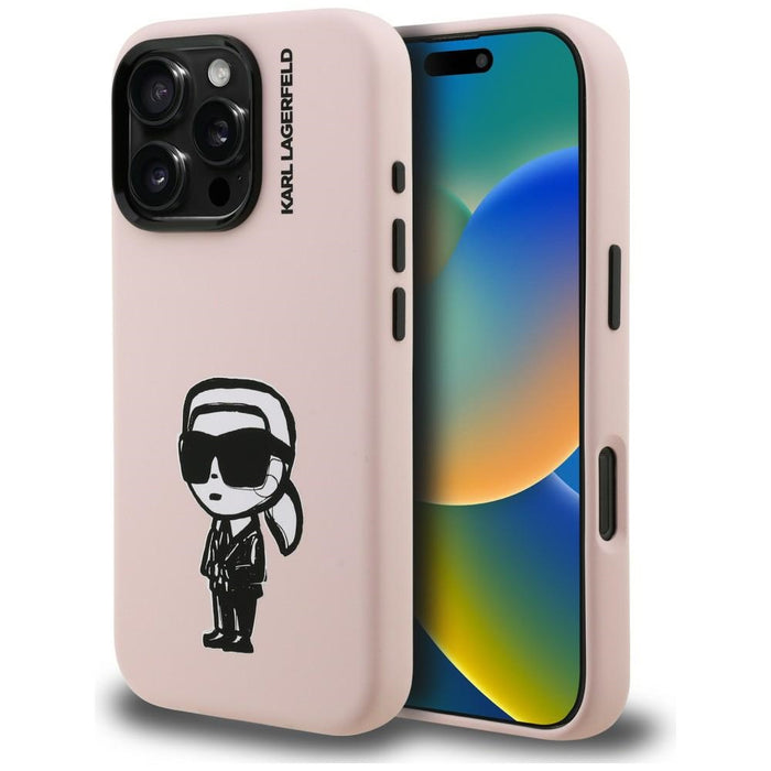 Силиконов калъф Karl Lagerfeld Karl Sketch MagSafe за iPhone 16 Pro Max - розов