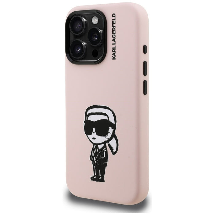 Силиконов калъф Karl Lagerfeld Karl Sketch MagSafe за iPhone 16 Pro Max - розов