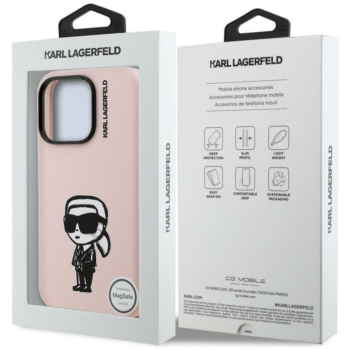 Силиконов калъф Karl Lagerfeld Karl Sketch MagSafe за iPhone 16 Pro Max - розов