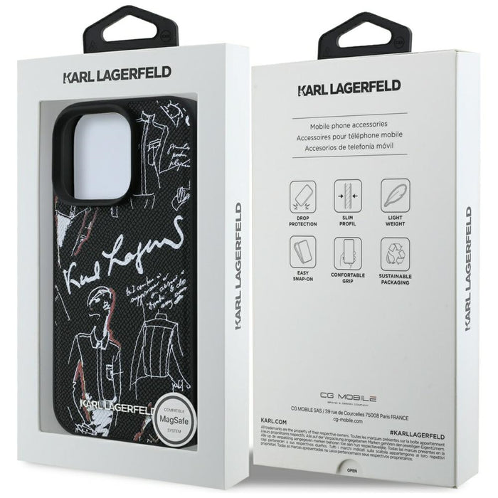 Кейс MagSafe с шарка и лого на Karl Lagerfeld за iPhone 16 Pro Max - черен