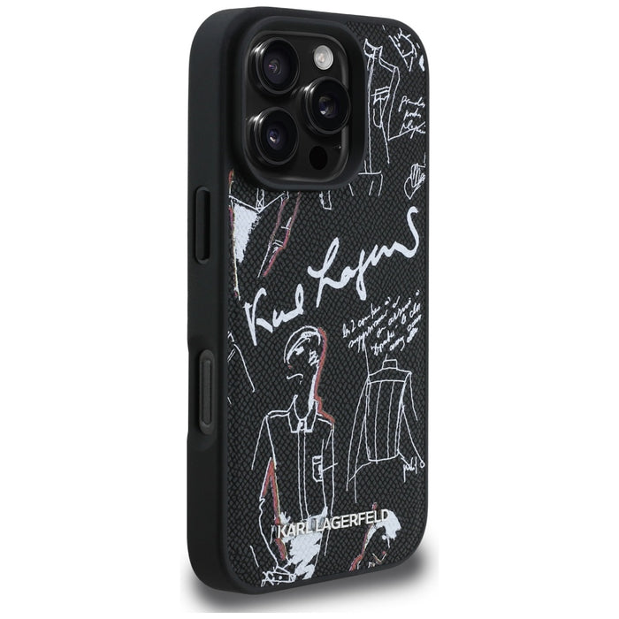 Кейс MagSafe с шарка и лого на Karl Lagerfeld за iPhone 16 Pro Max - черен