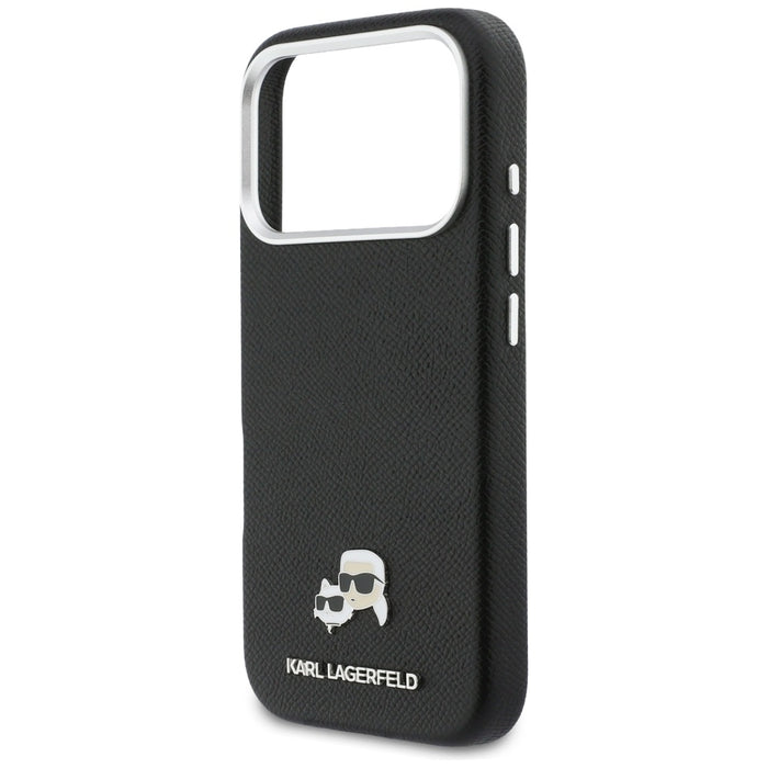 Калъф Karl Lagerfeld Karl & Choupette Head Pins Saffiano MagSafe за iPhone 17 Pro Max - черен