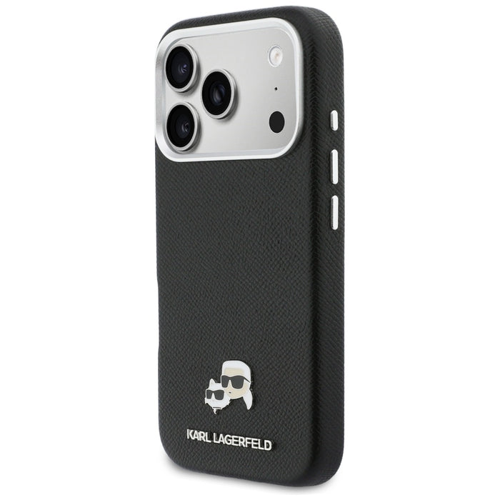 Калъф Karl Lagerfeld Karl & Choupette Head Pins Saffiano MagSafe за iPhone 17 Pro Max - черен