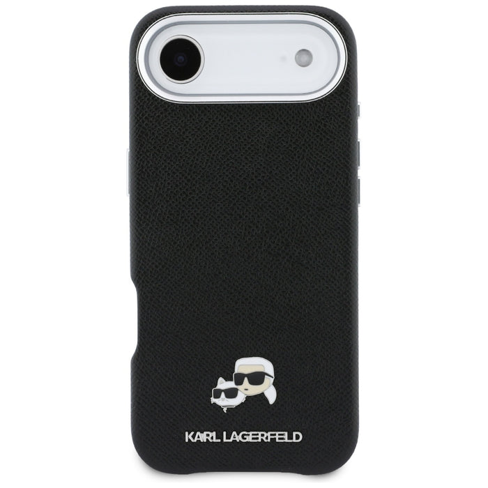 Кейс Karl Lagerfeld Karl & Choupette Head Pins Saffiano MagSafe за iPhone Air - черен