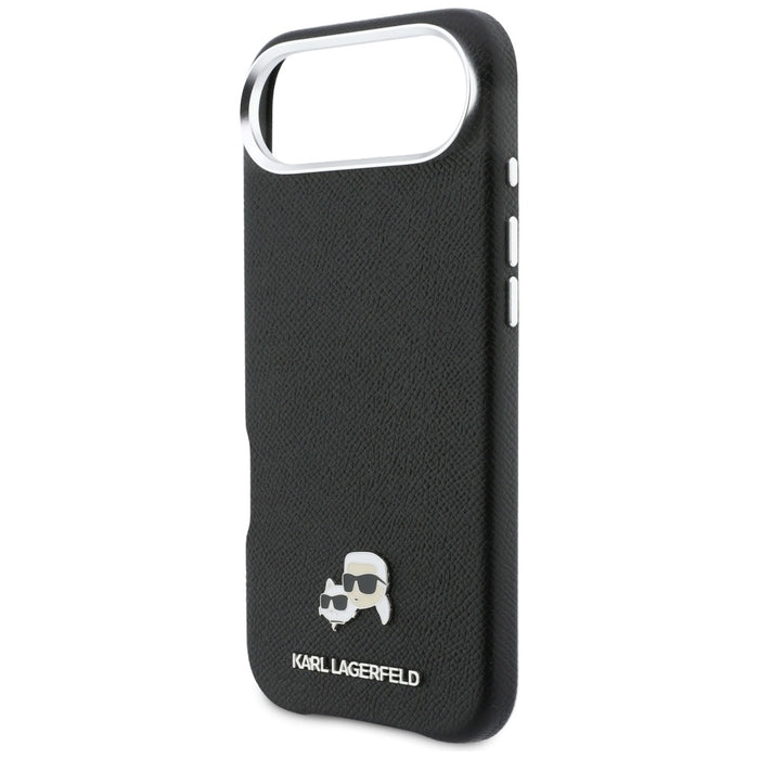 Кейс Karl Lagerfeld Karl & Choupette Head Pins Saffiano MagSafe за iPhone Air - черен