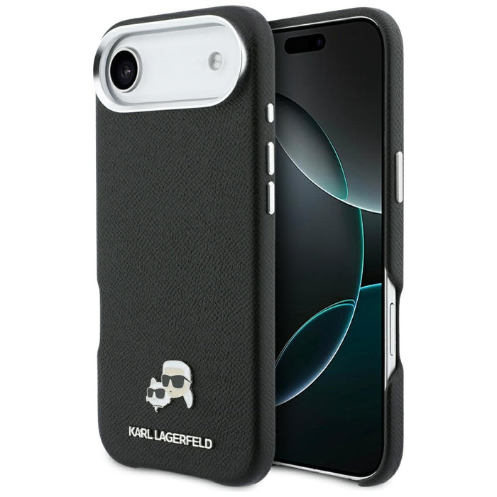 Кейс Karl Lagerfeld Karl & Choupette Head Pins Saffiano MagSafe за iPhone Air - черен