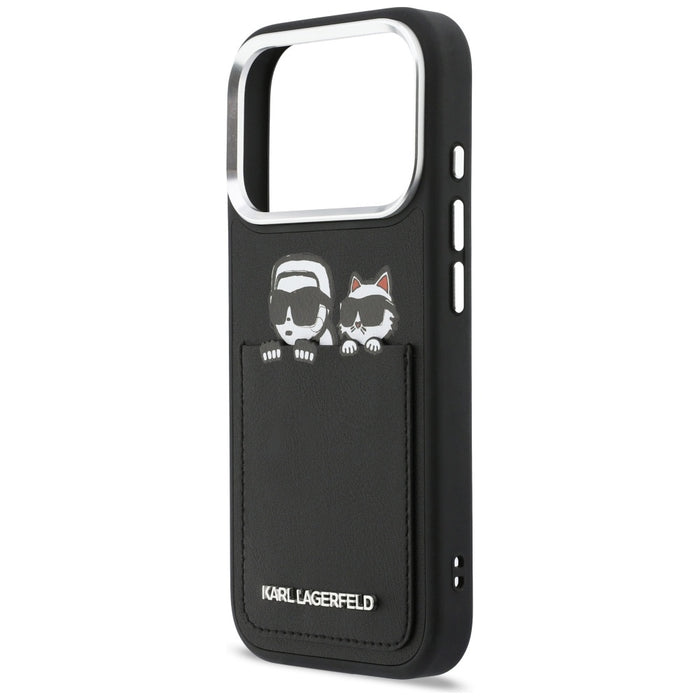 Кейс Karl Lagerfeld с щампа Karl & Choupette за iPhone 17 Pro - черен