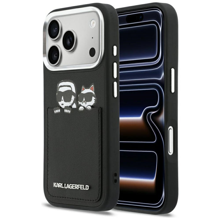 Кейс Karl Lagerfeld с щампа Karl & Choupette за iPhone 17 Pro - черен