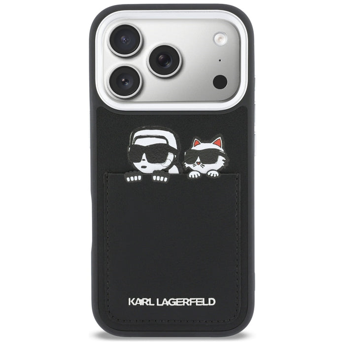 Кейс Karl Lagerfeld с щампа Karl & Choupette за iPhone 17 Pro Max - черен