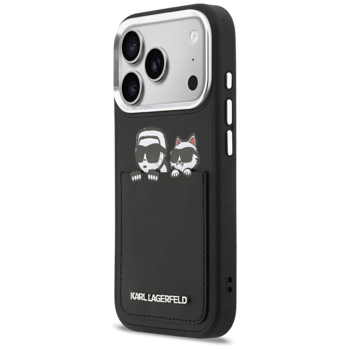 Кейс Karl Lagerfeld с щампа Karl & Choupette за iPhone 17 Pro Max - черен